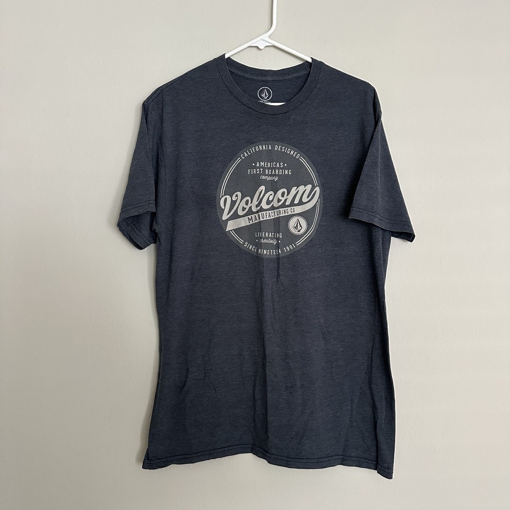 Volcom Pullover Heather Knit Shirt Men's Size L Gray Short‎ Sleeve Crew Neck